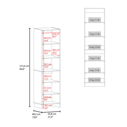 84" White Engineered Wood Dresser with 6 Shelves for Bedroom