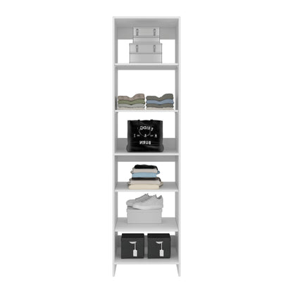 84" White Engineered Wood Dresser with 6 Shelves for Bedroom