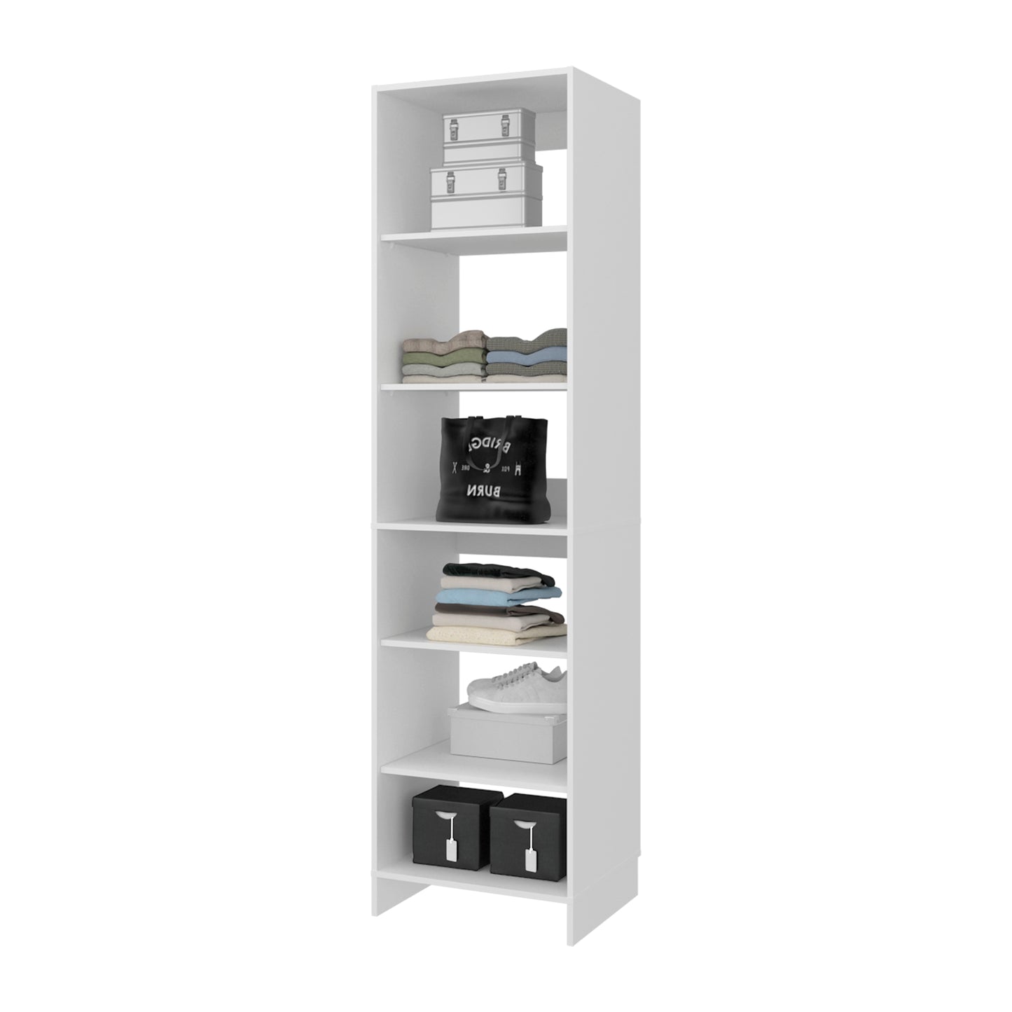 84" White Engineered Wood Dresser with 6 Shelves for Bedroom