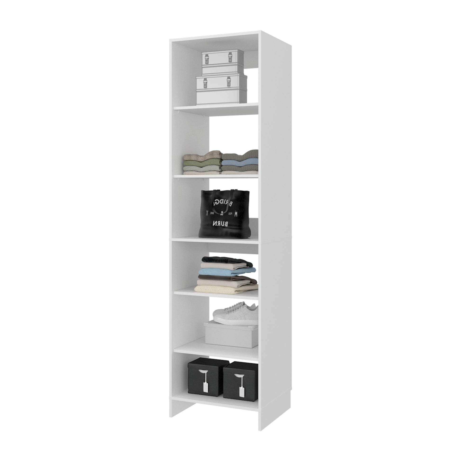 84" White Engineered Wood Dresser with 6 Shelves for Bedroom