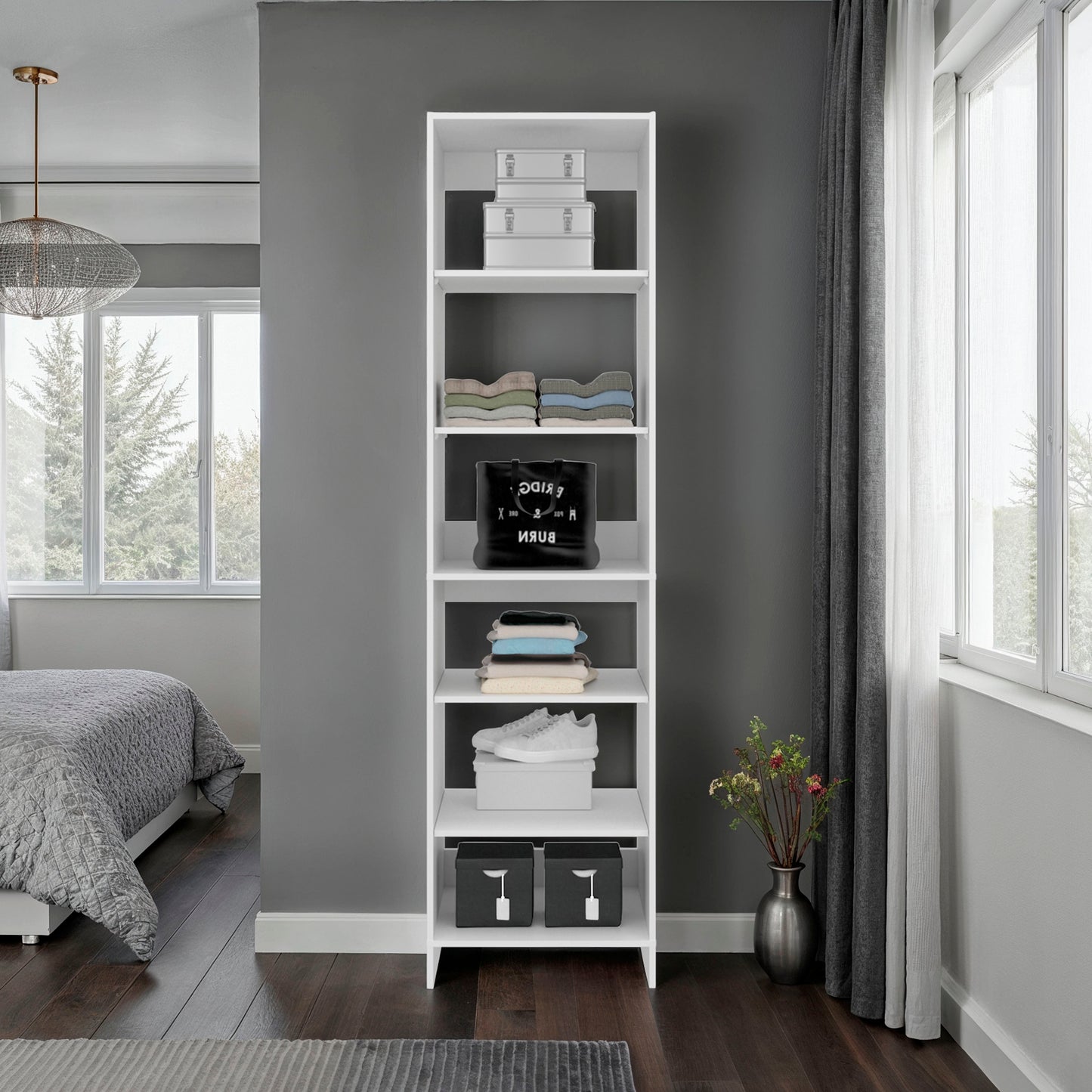 Cabot Closet, 6 Shelves, White