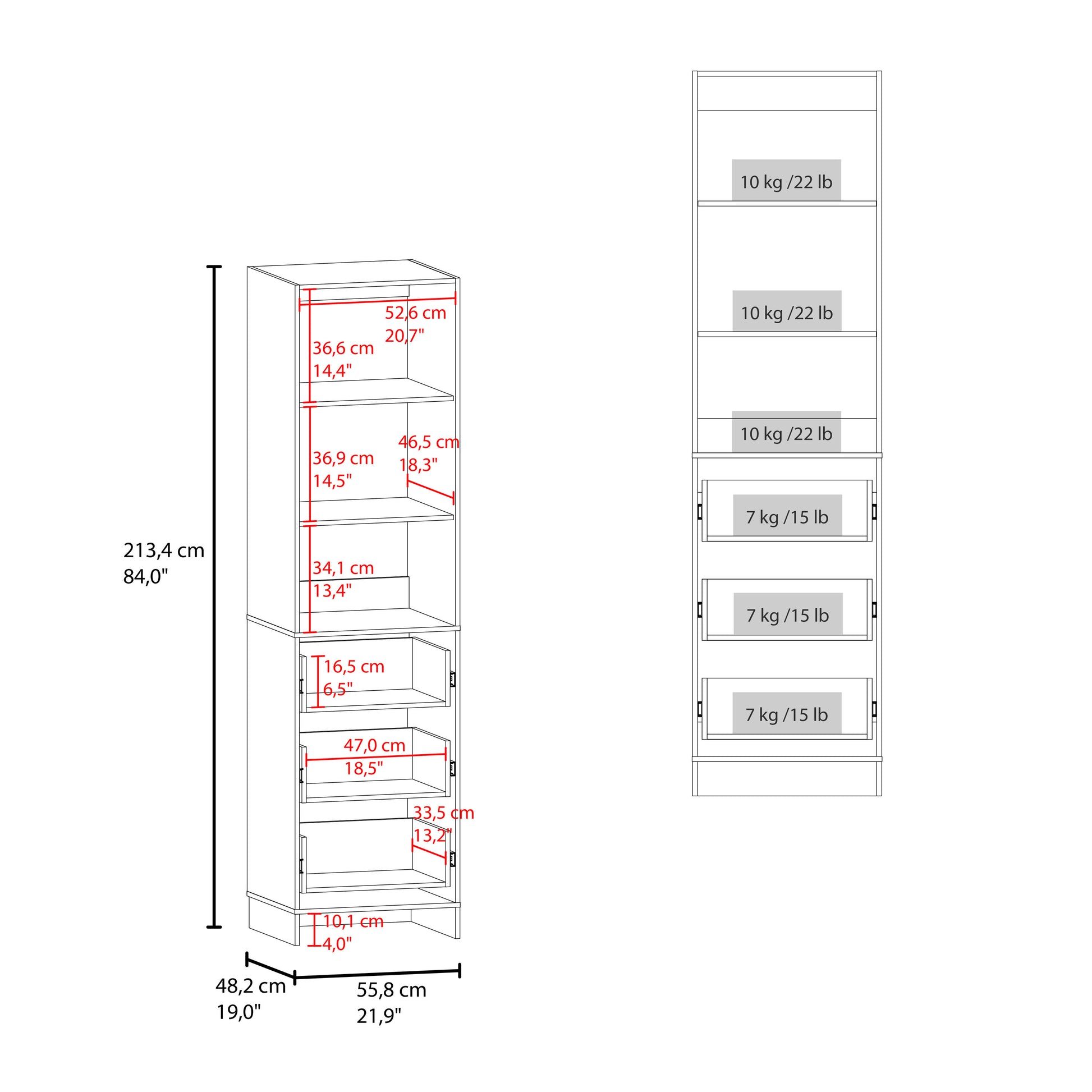 84" White Engineered Wood Dresser - 3 Drawers, 3 Shelves