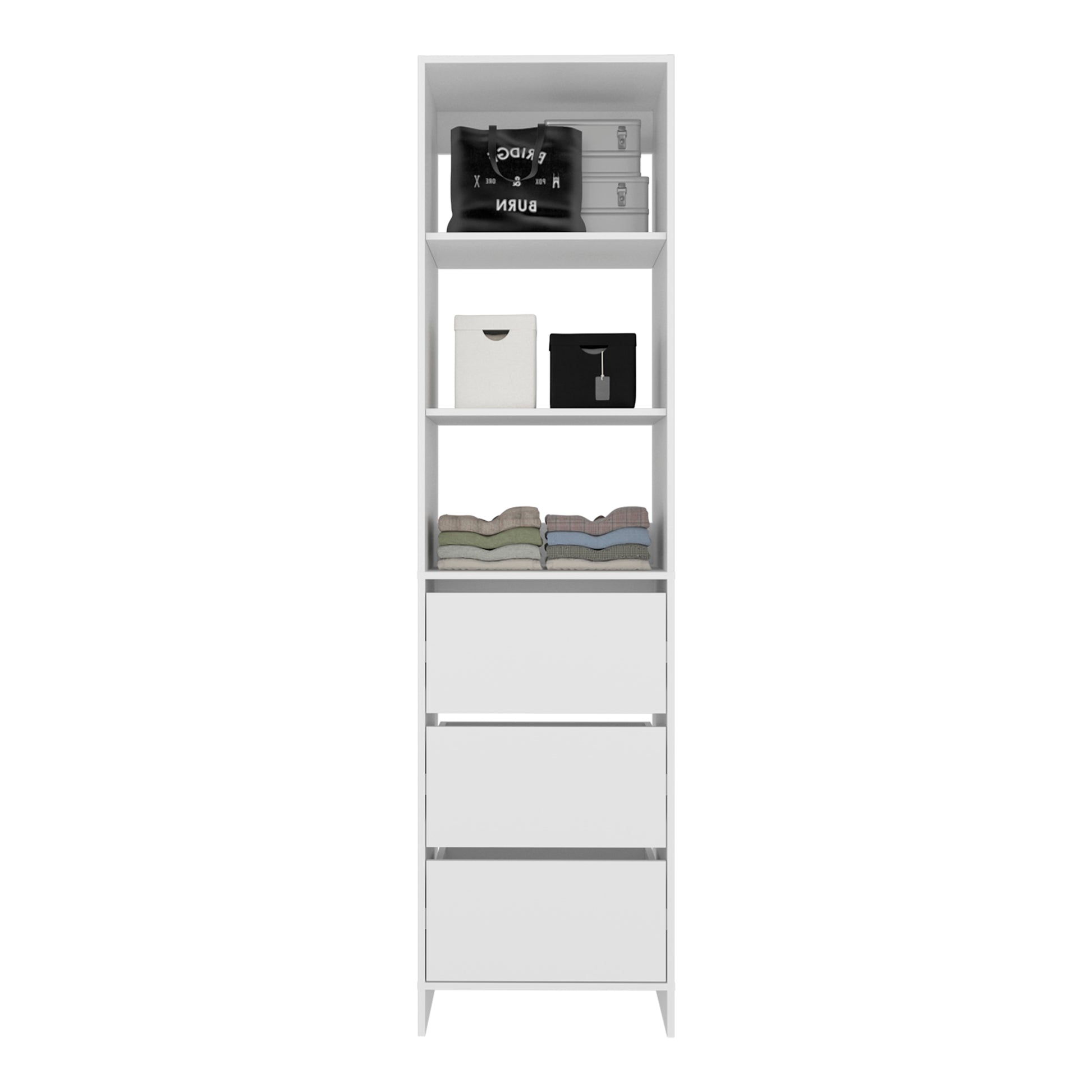 84" White Engineered Wood Dresser - 3 Drawers, 3 Shelves