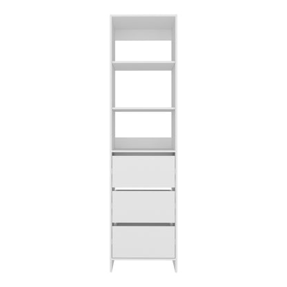 84" White Engineered Wood Dresser - 3 Drawers, 3 Shelves