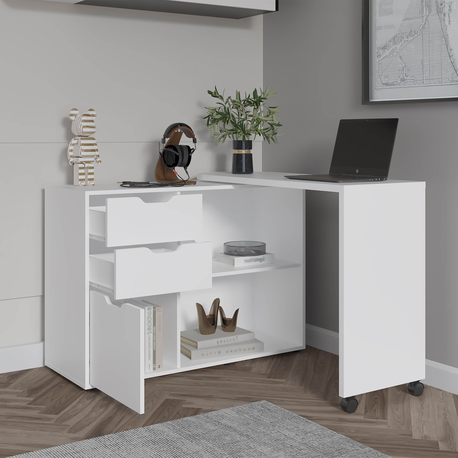 White Computer Desk - 31.7" Rectangular Office Table for Home Office