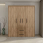 Valier Wardrobe, Deluxe Armoire with Multiple Storage Options and Metal Accents, Natural Oak