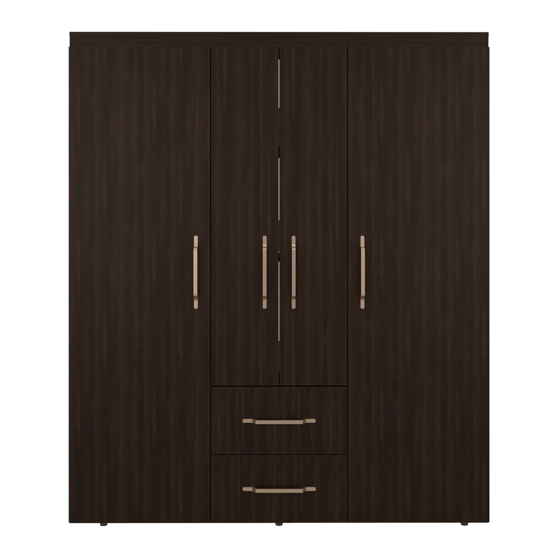 Dark Walnut Wardrobe with 6 Shelves & Hanging Space