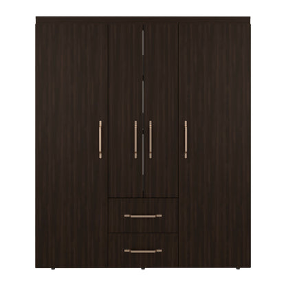 Dark Walnut Wardrobe with 6 Shelves & Hanging Space