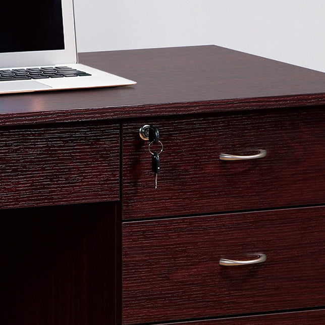 Mahogany Student Desk - 3 Locking Drawers Work From Home Office Desk