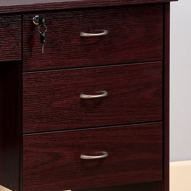 Mahogany Student Desk - 3 Locking Drawers Work From Home Office Desk