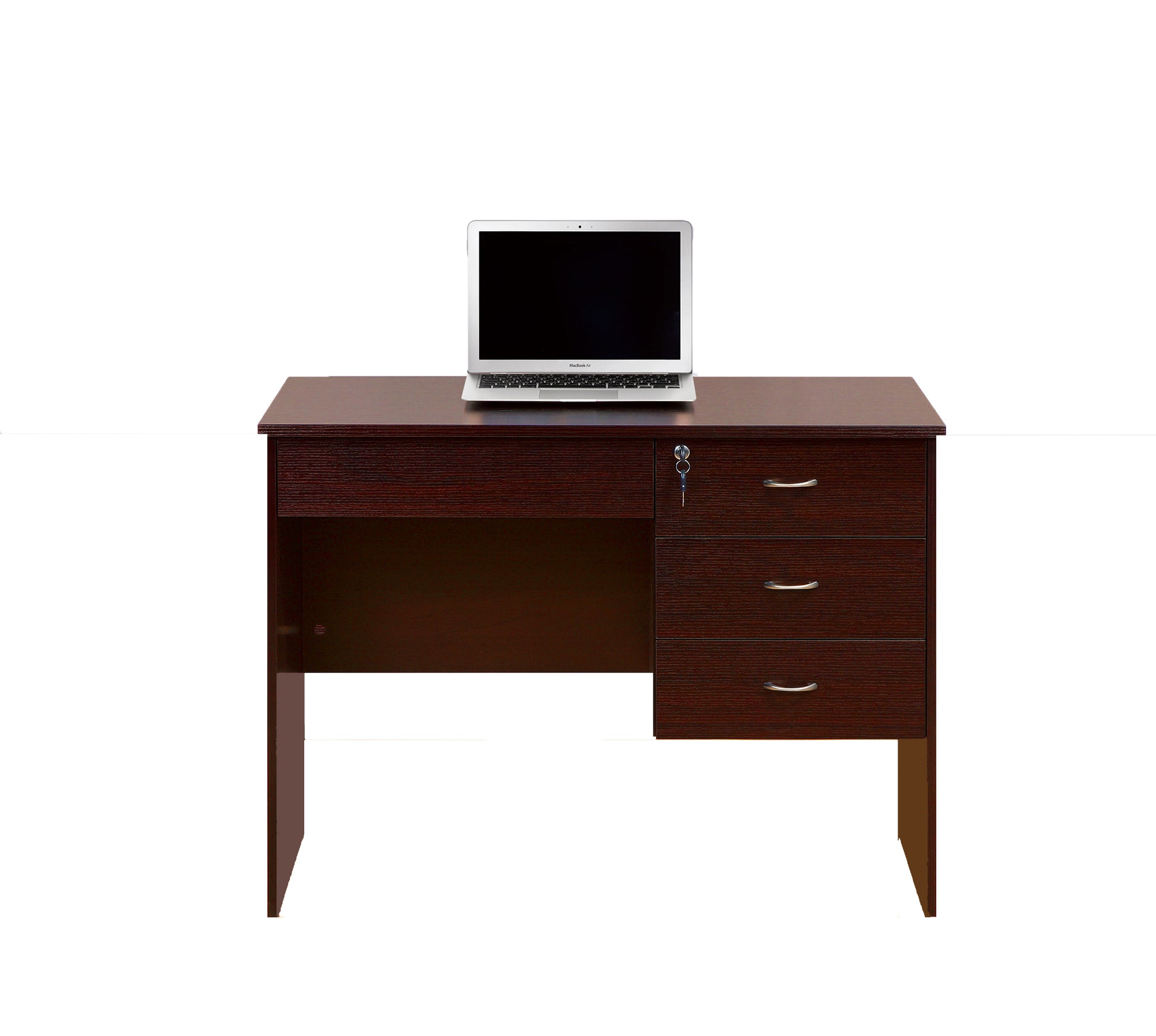 Mahogany Student Desk - 3 Locking Drawers Work From Home Office Desk