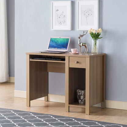 Student desk home office desk 39"W Compact desk Writing Desk Laptop Desk One drawer Keyboard Drawer Wooden Knob