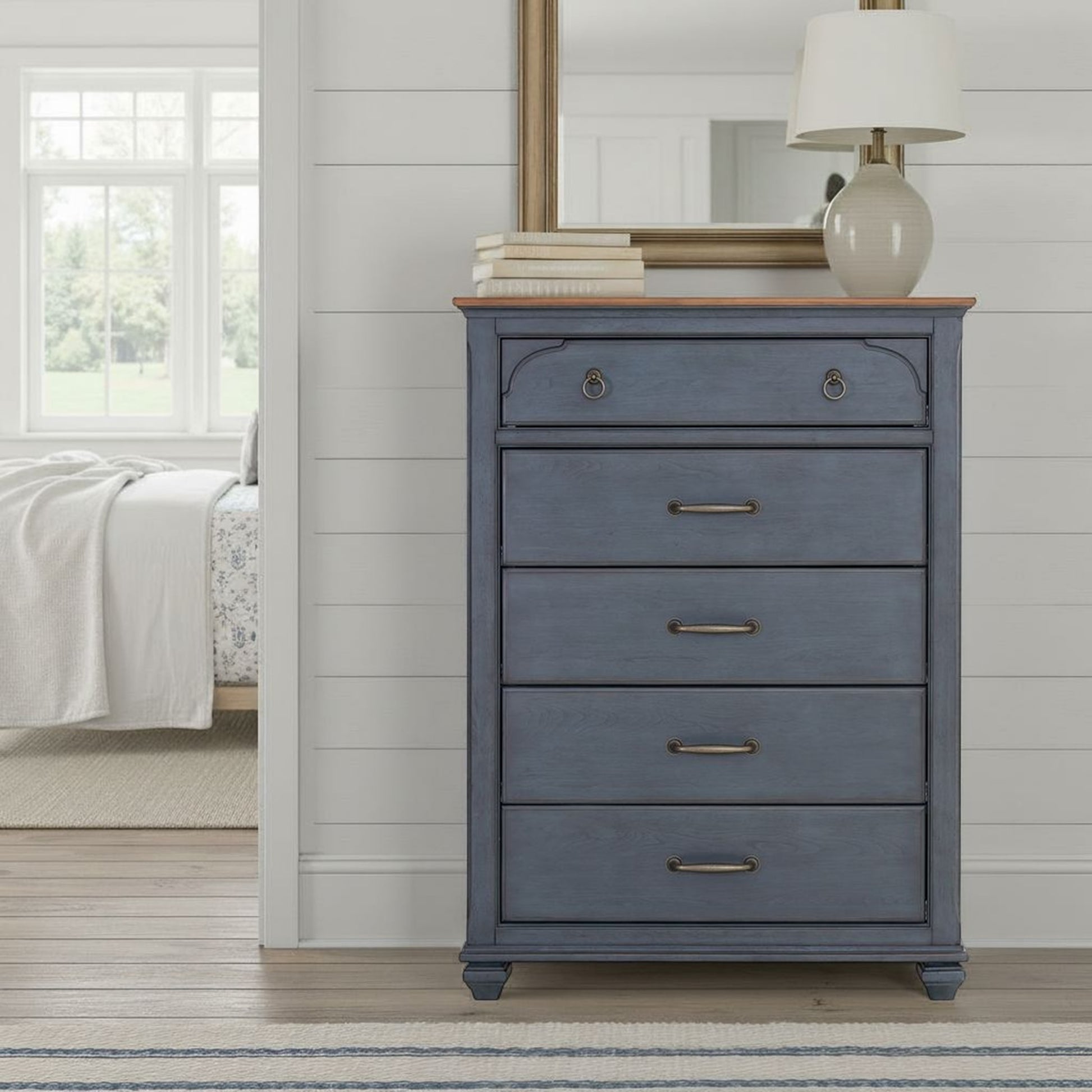 Americana 5-Drawer Chest - Blue Corduroy Finish