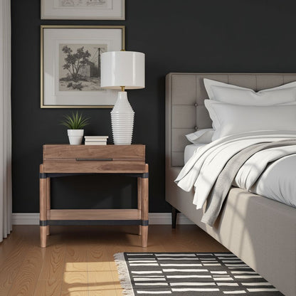 Tranquility Nightstand - 26" Walnut Brown Wood for Bedroom