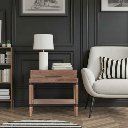 Tranquility Nightstand - 26" Walnut Brown Wood for Bedroom