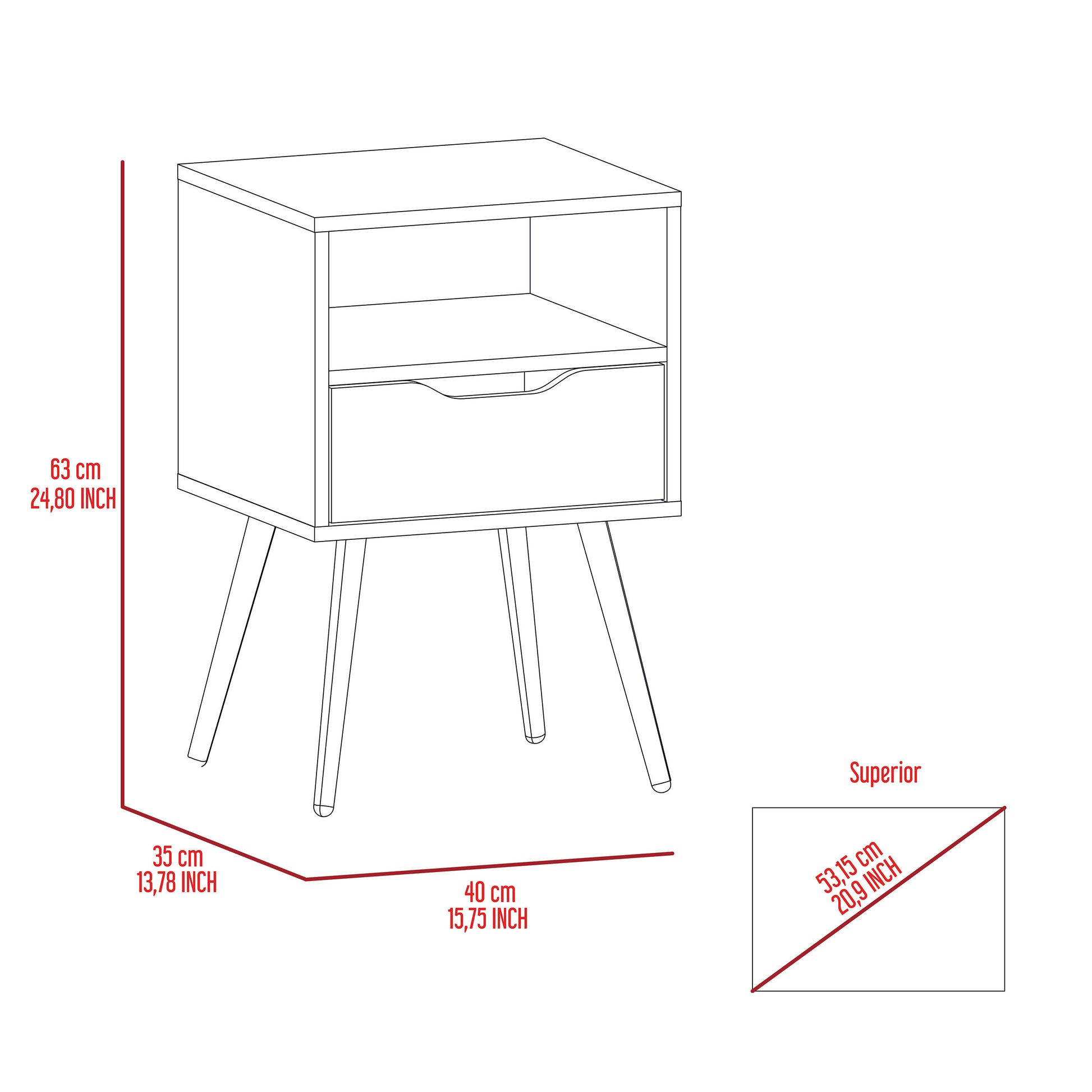 Multicolor Particle Board Nightstand - Bedroom Storage