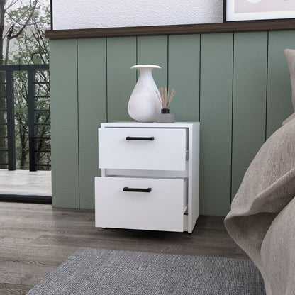 Augusta Floating Nightstand - Black with 2-Tier Shelf & Drawer