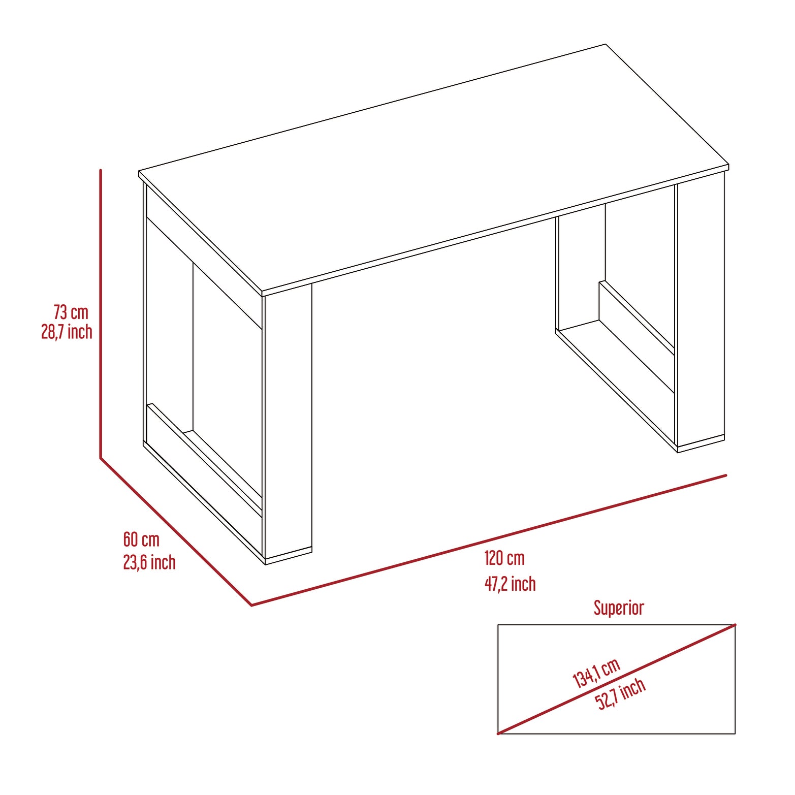 Light Oak Computer Desk - 47" Industrial Style Office Desk