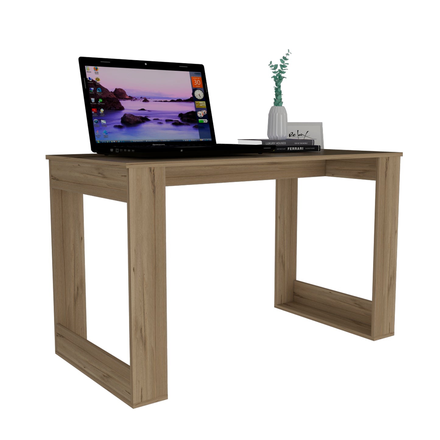 Light Oak Computer Desk - 47" Industrial Style Office Desk