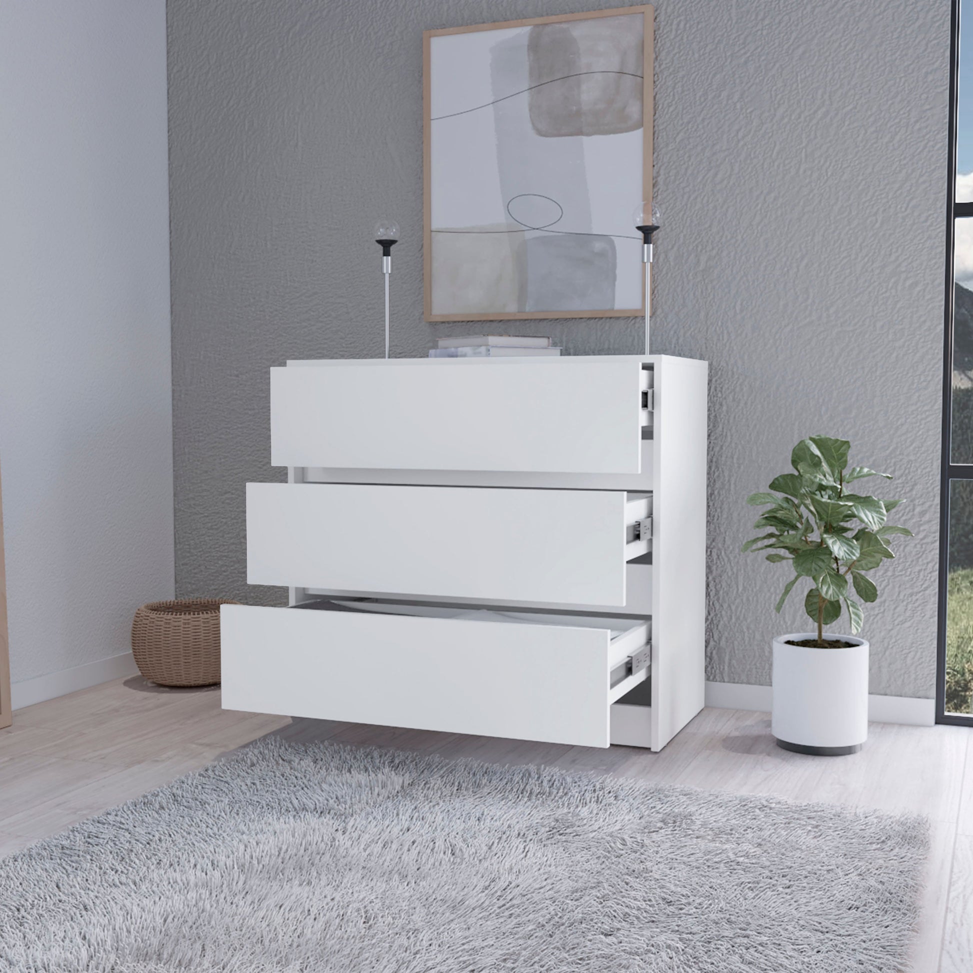 White 3 Drawer Dresser - Bedroom Storage