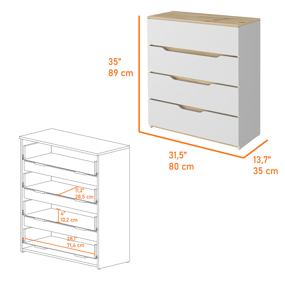 Multicolor California Dresser - 4 Spacious Drawers