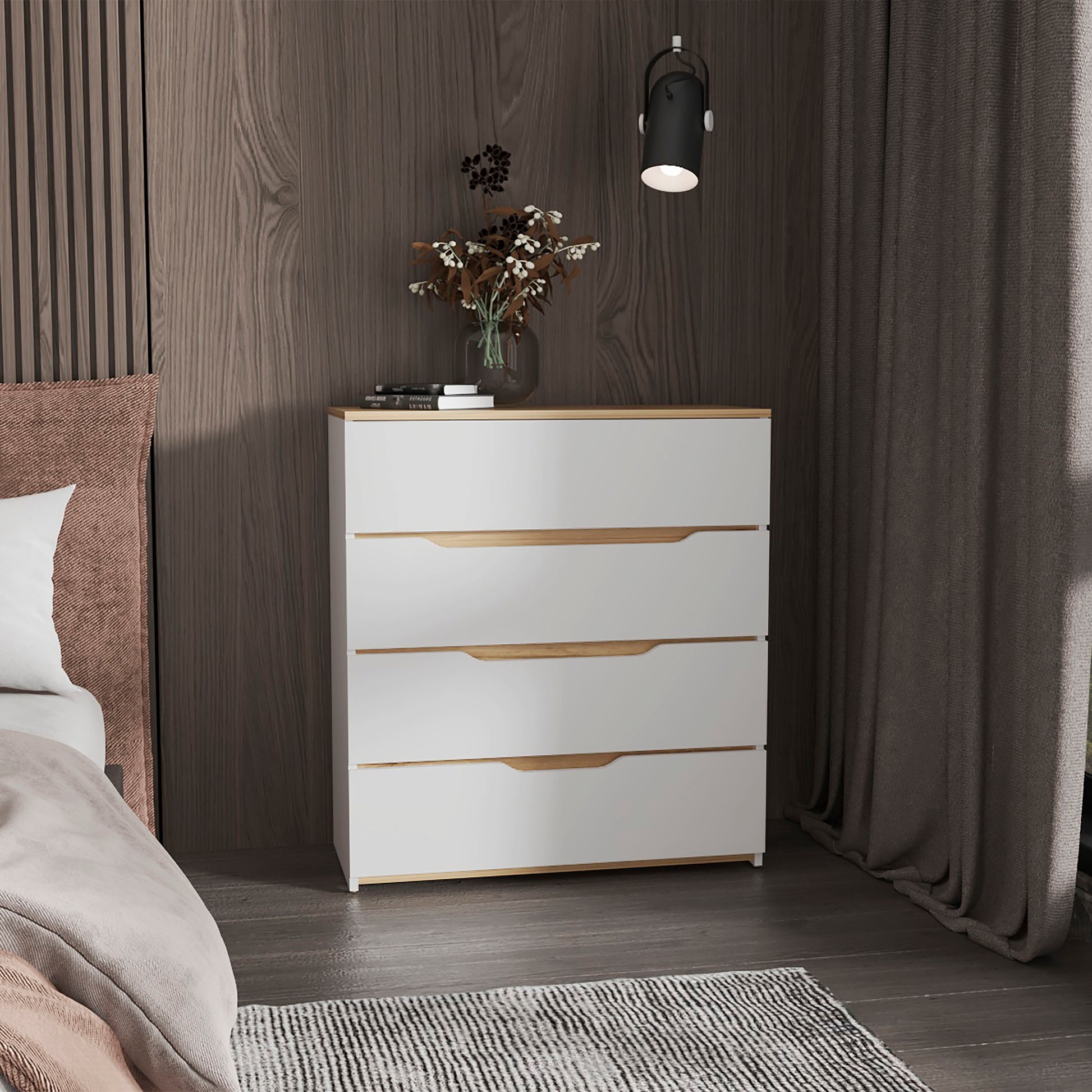 California Drawer Dresser, Four Spacious Drawers, Superior Top