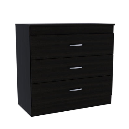 Black Engineered Wood 3 Drawer Dresser - Bedroom Storage
