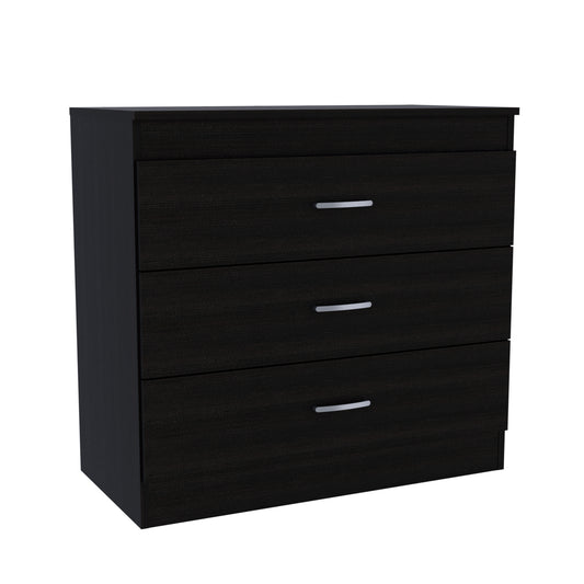 Black Engineered Wood 3 Drawer Dresser - Bedroom Storage