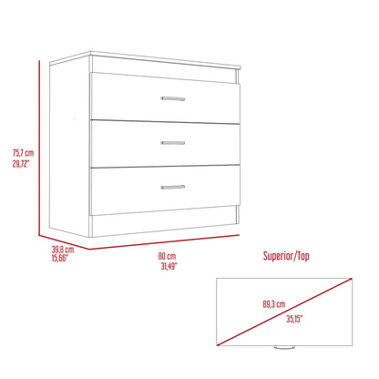 Black Engineered Wood 3 Drawer Dresser - Bedroom Storage