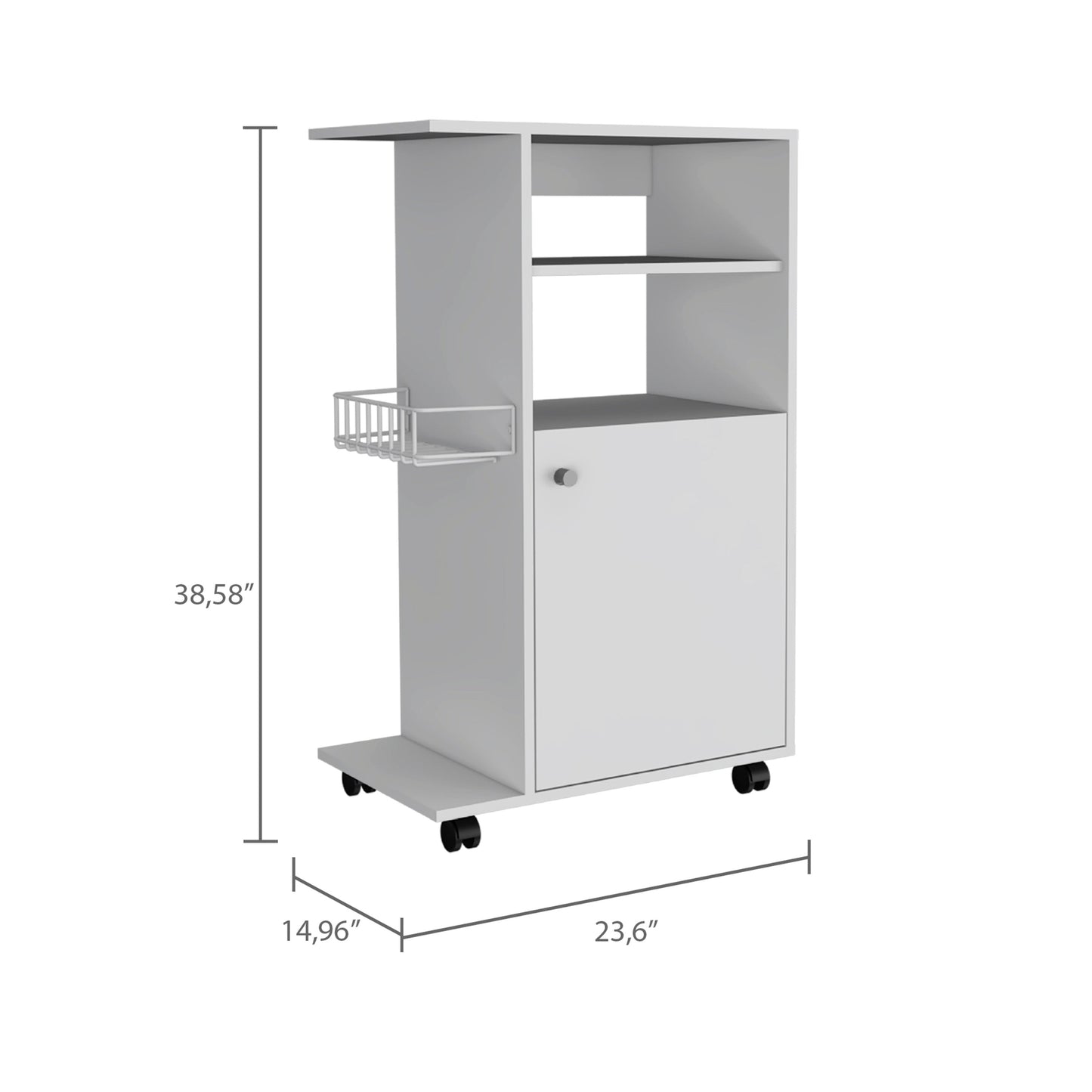 White Columba Kitchen Cart - Single Door Dresser for Bedroom