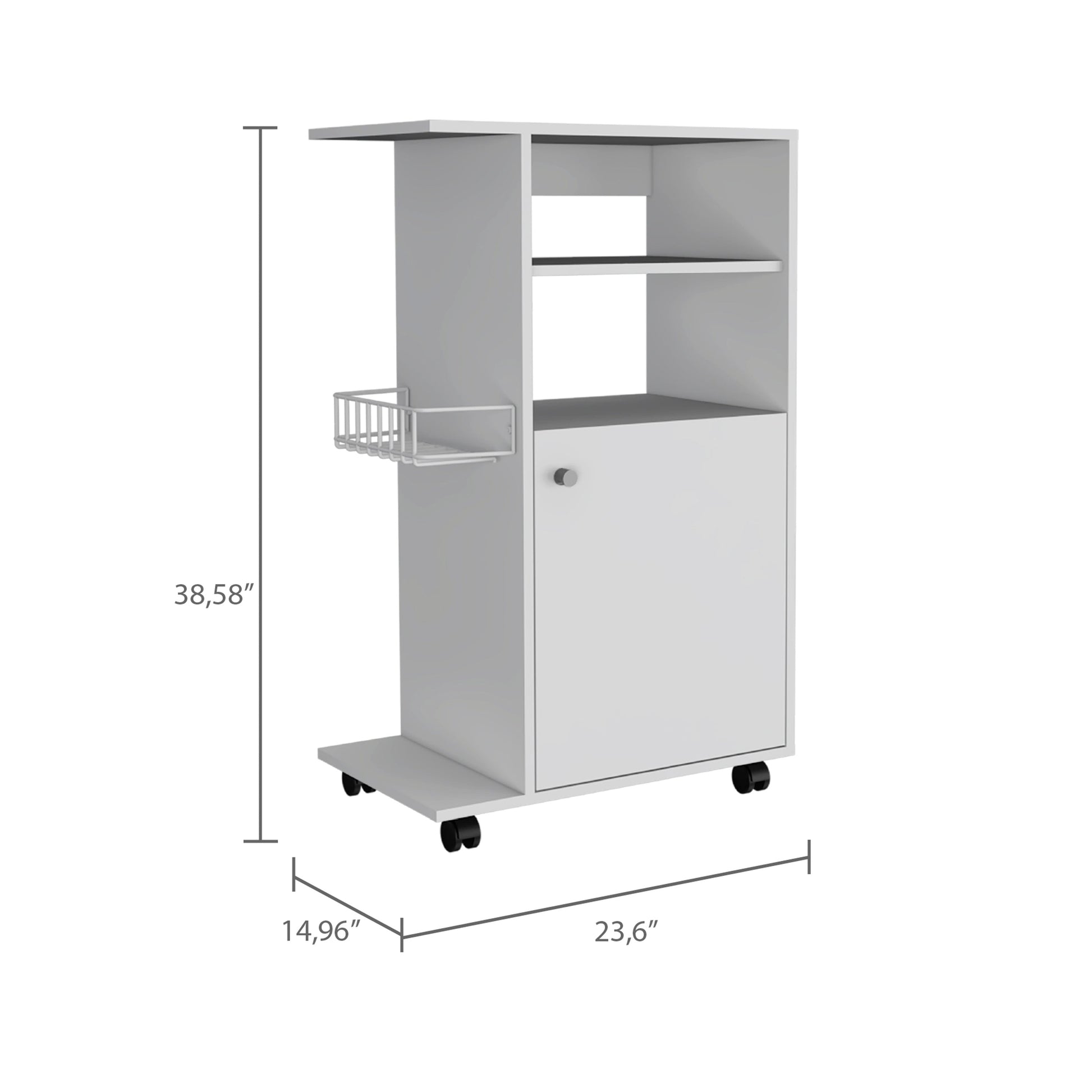 White Columba Kitchen Cart - Single Door Dresser for Bedroom