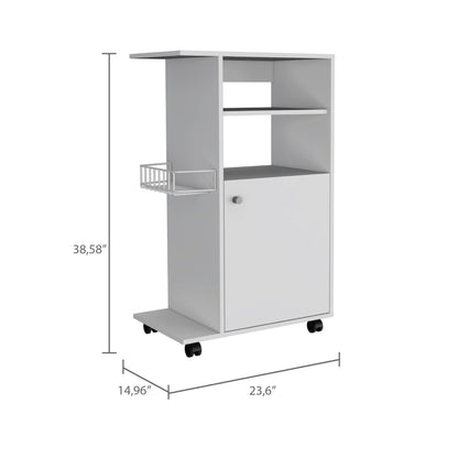 White Columba Kitchen Cart - Single Door Dresser for Bedroom