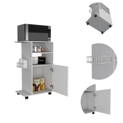 White Columba Kitchen Cart - Single Door Dresser for Bedroom