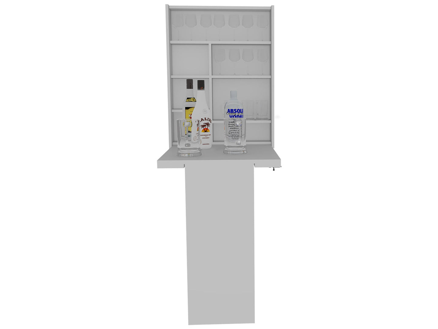 White Engineered Wood Wall Mounted Dresser with Foldable Table for Bedroom