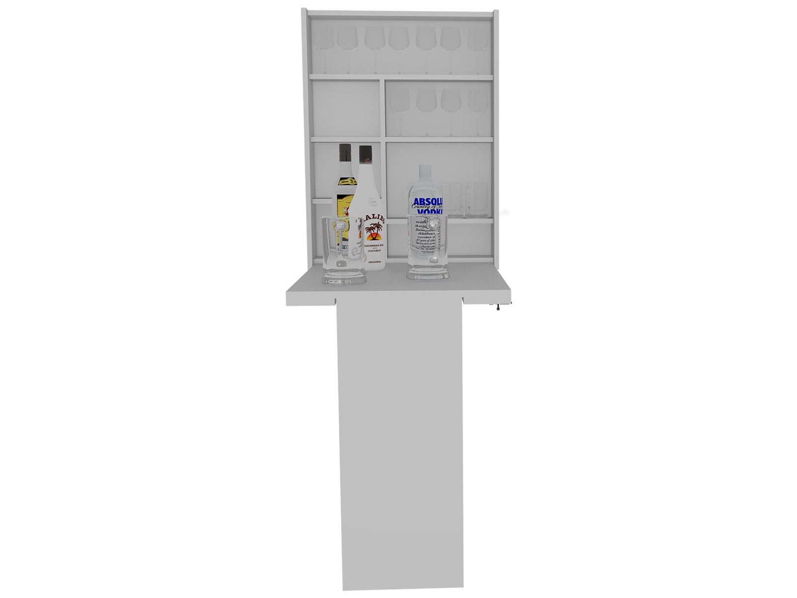 White Engineered Wood Wall Mounted Dresser with Foldable Table for Bedroom