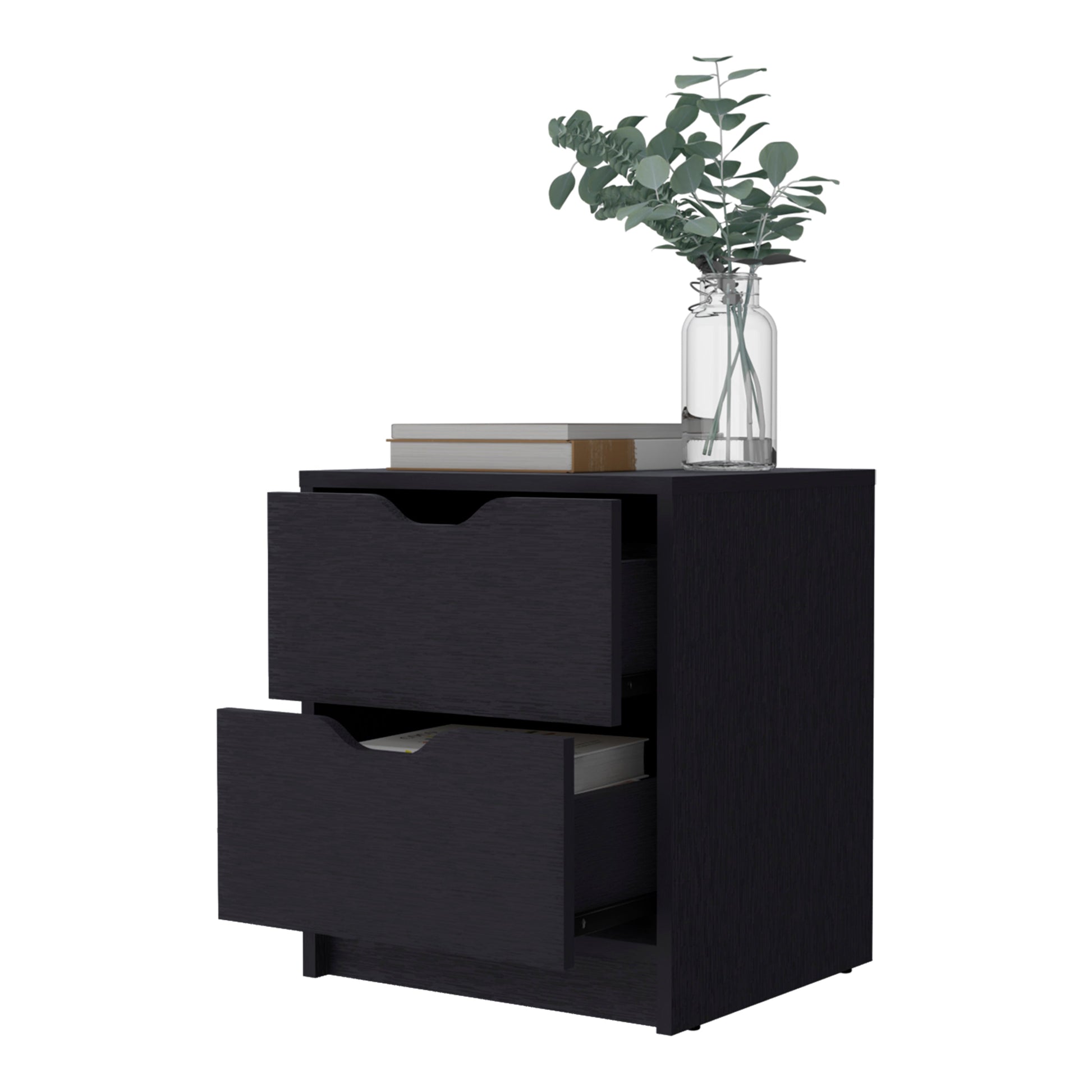 Dillon 2-Drawer Nightstand - Black Engineered Wood