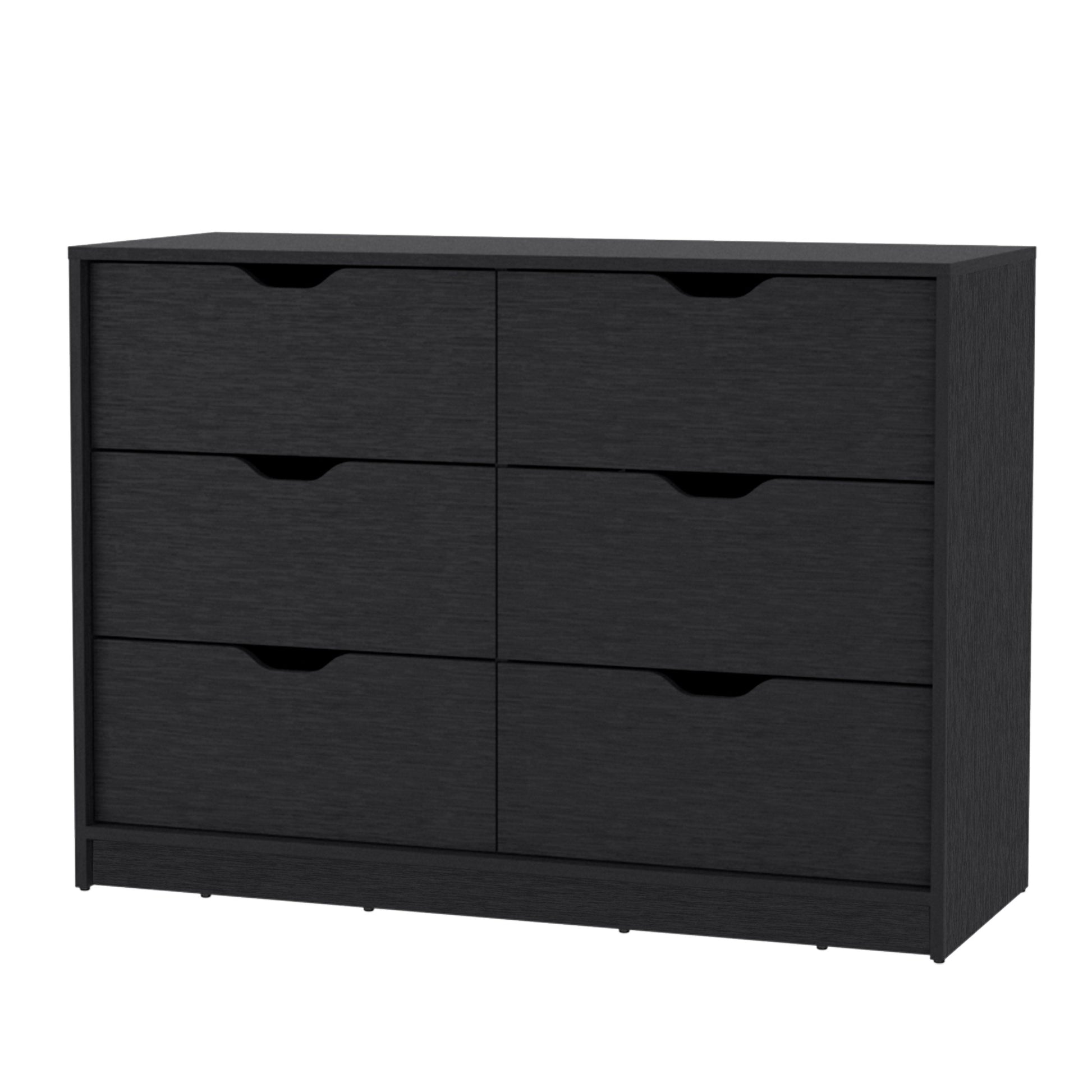 Black Engineered Wood Dresser with Drawers and Cabinets for Bedroom Storage