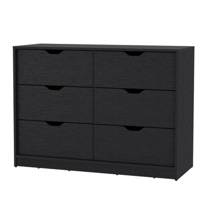 Black Engineered Wood Dresser with Drawers and Cabinets for Bedroom Storage