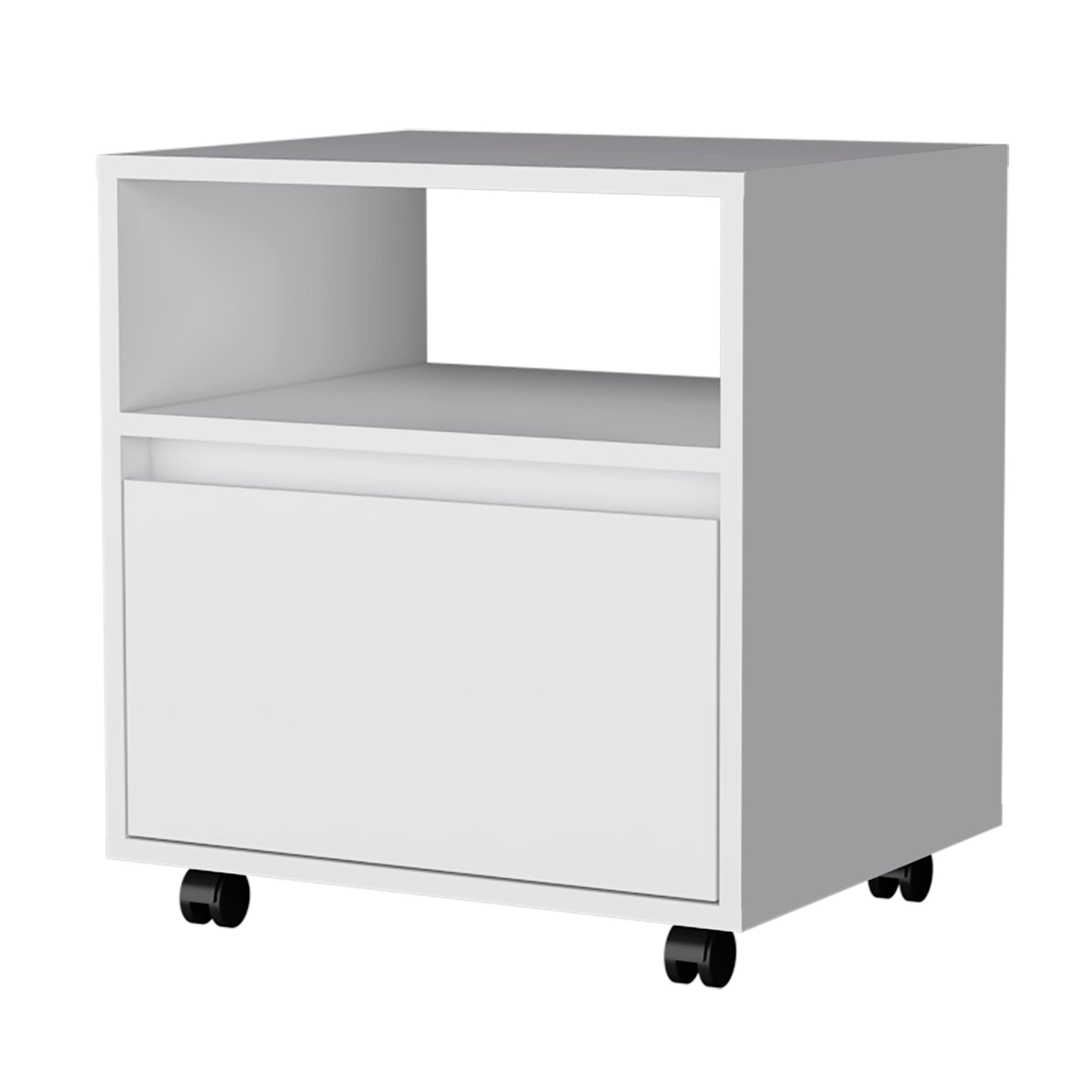 White Engineered Wood Dresser - 1 Drawer Nightstand