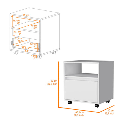 White Engineered Wood Dresser - 1 Drawer Nightstand