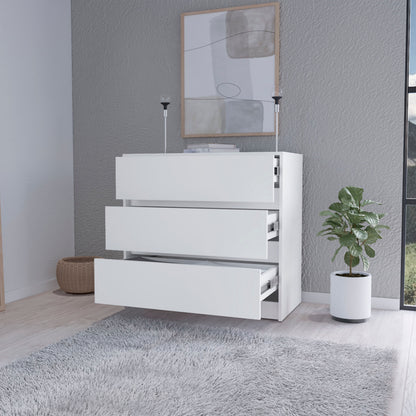 Black Engineered Wood Dresser - 1 Drawer Nightstand