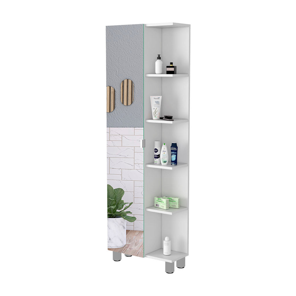 Los Angeles Linen Cabinet - Black, 5-Shelf Storage