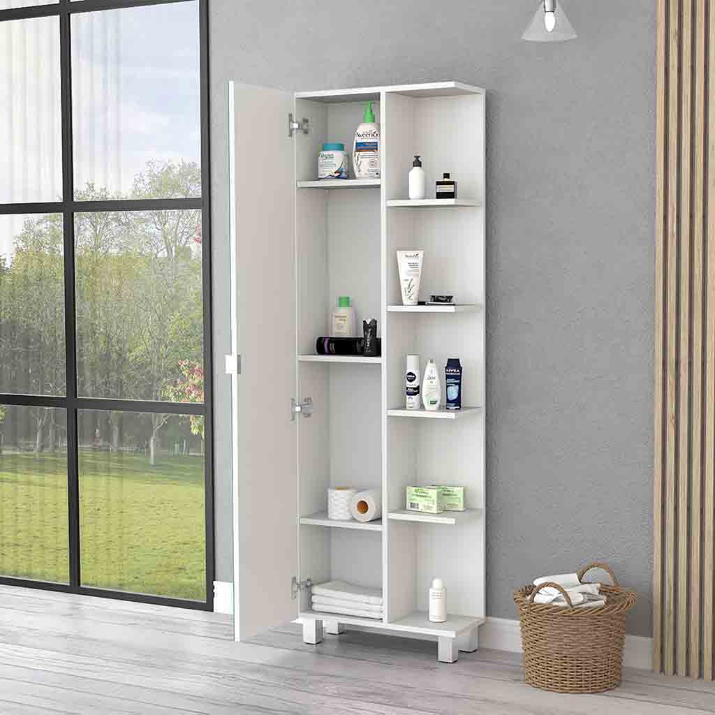 Los Angeles Linen Cabinet - Black, 5-Shelf Storage