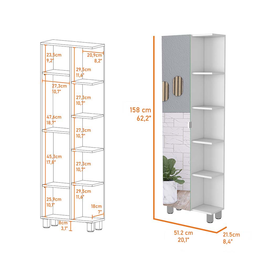 Los Angeles Linen Cabinet - Black, 5-Shelf Storage