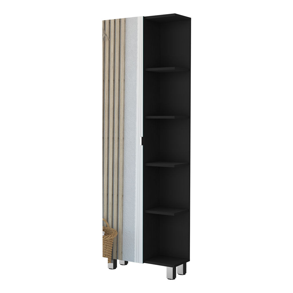 Los Angeles Linen Cabinet - Black, 5-Shelf Storage