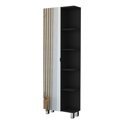 Los Angeles Linen Cabinet - Black, 5-Shelf Storage