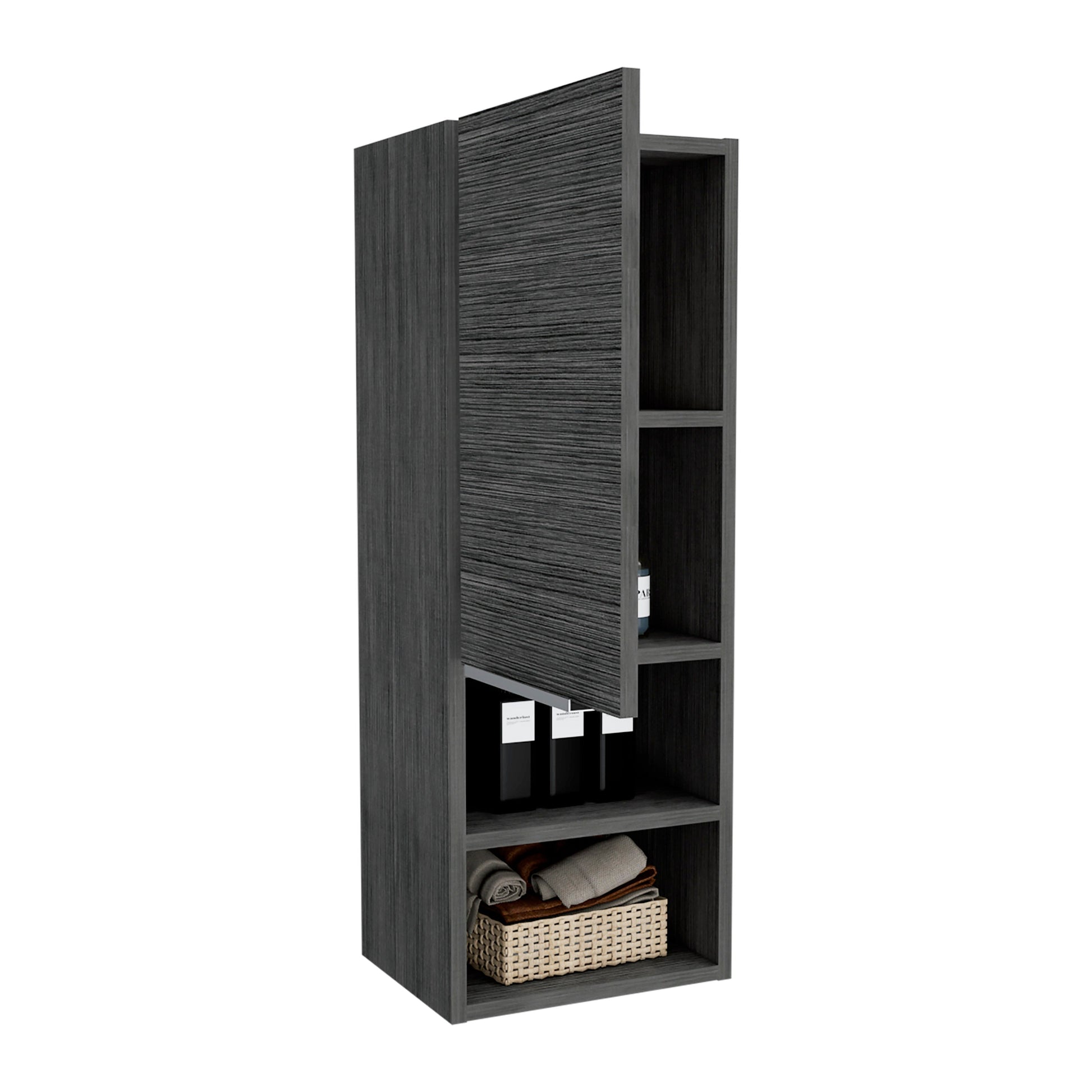 Black Engineered Wood Dresser - 4 Shelves 12.3"W for Bedroom