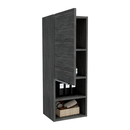 Black Engineered Wood Dresser - 4 Shelves 12.3"W for Bedroom