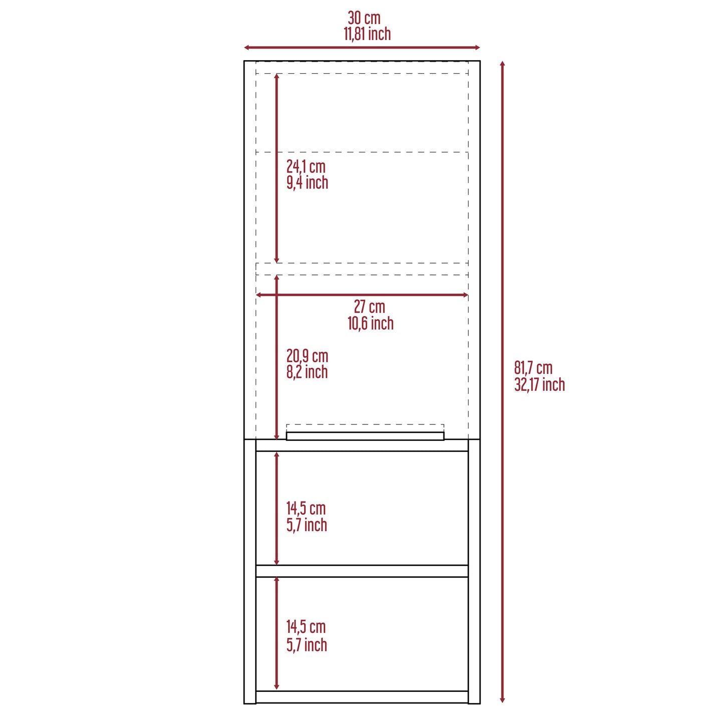 Black Engineered Wood Dresser - 4 Shelves 12.3"W for Bedroom