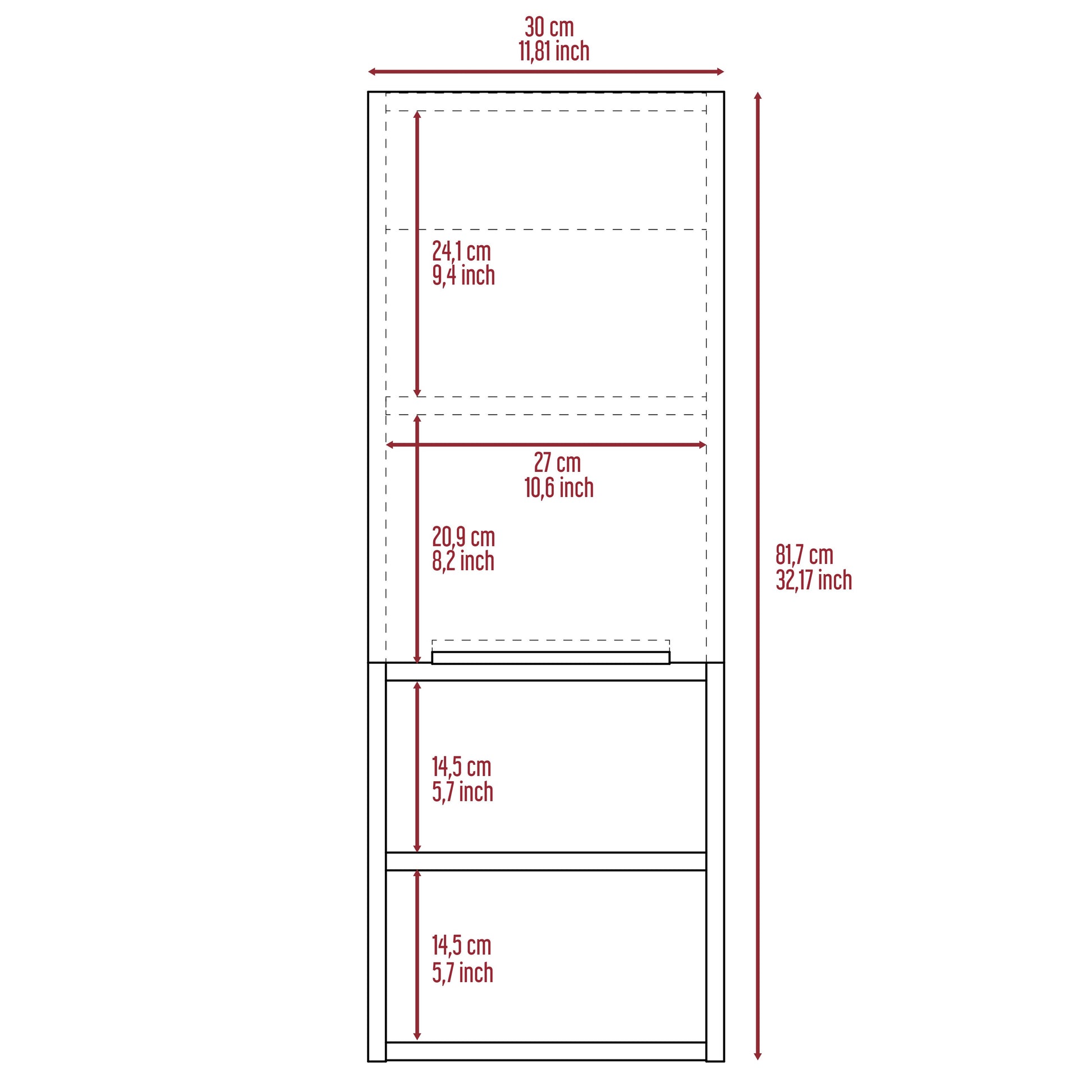 Black Engineered Wood Dresser - 4 Shelves 12.3"W for Bedroom